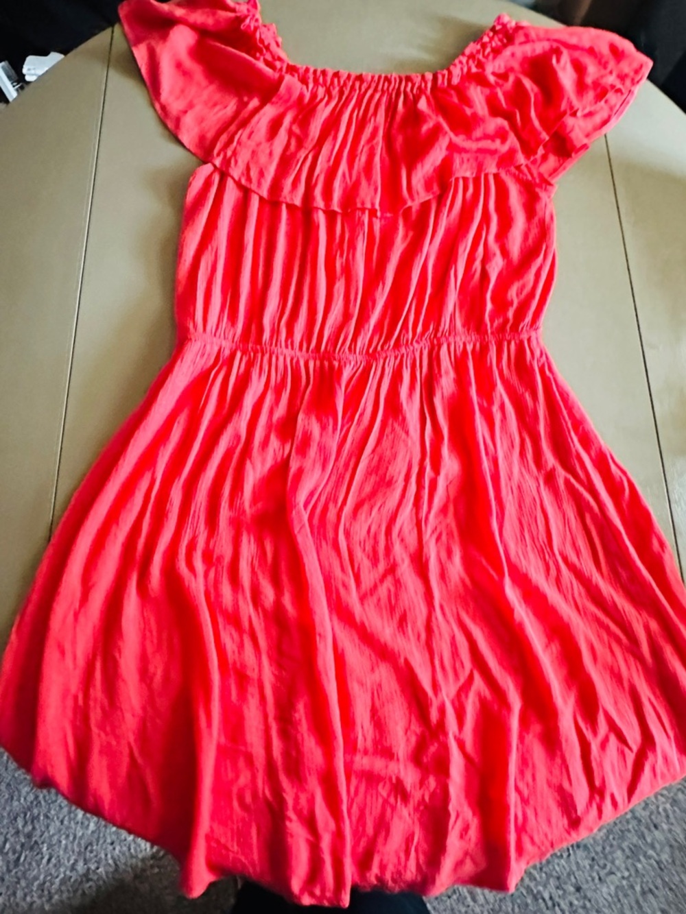 Forever 21 Plus Sz Women’s Coral Off-Shoulder Ruffle Casual Dress
